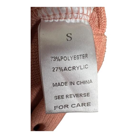 Wishlist Peach High Neck Babydoll Blouse Shirt Top Ruffled S Small Keyhole - Picture 5 of 5